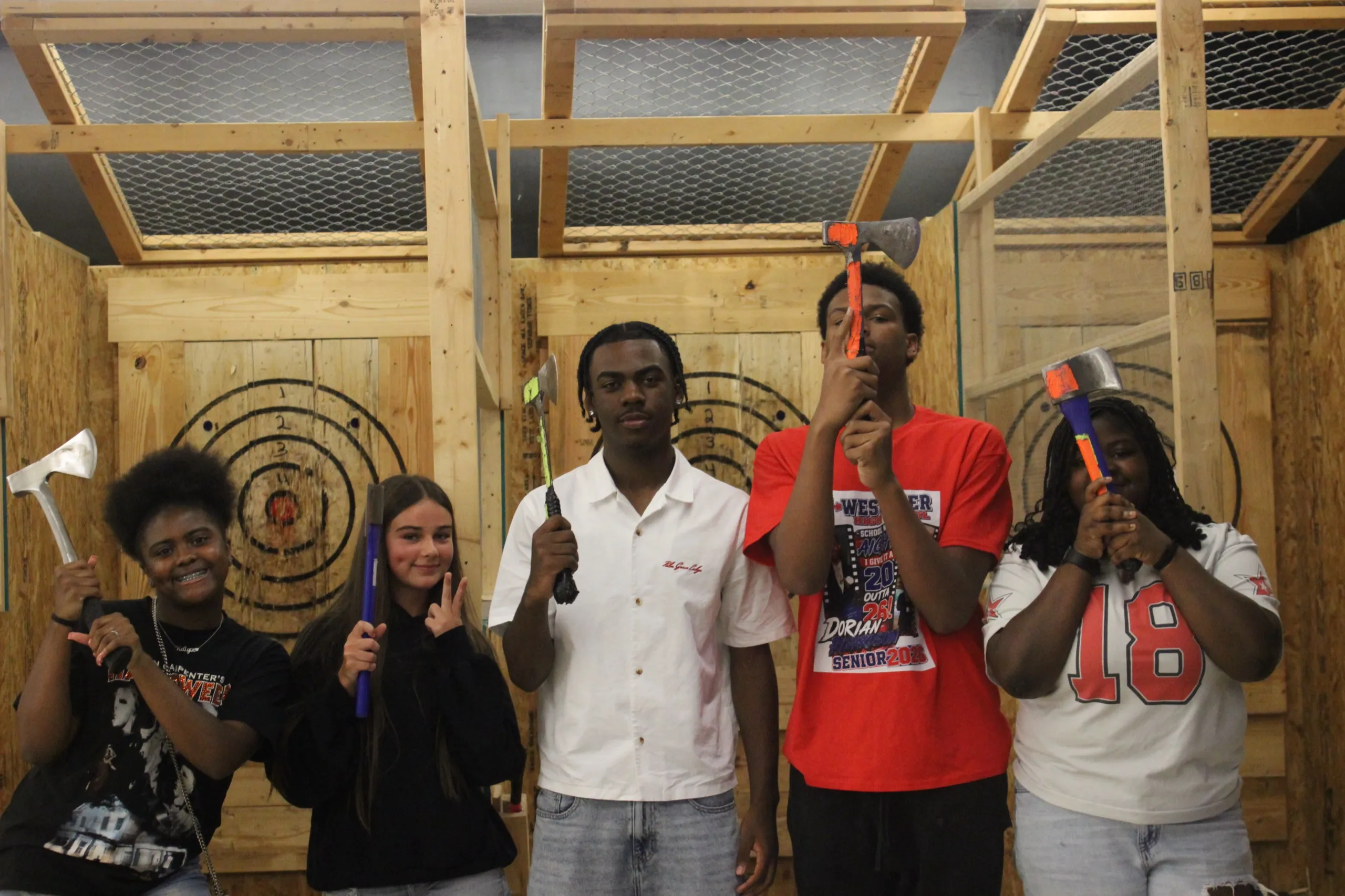 Group throwing axes in the lanes at Up 2 U Entertainment in Albany, GA