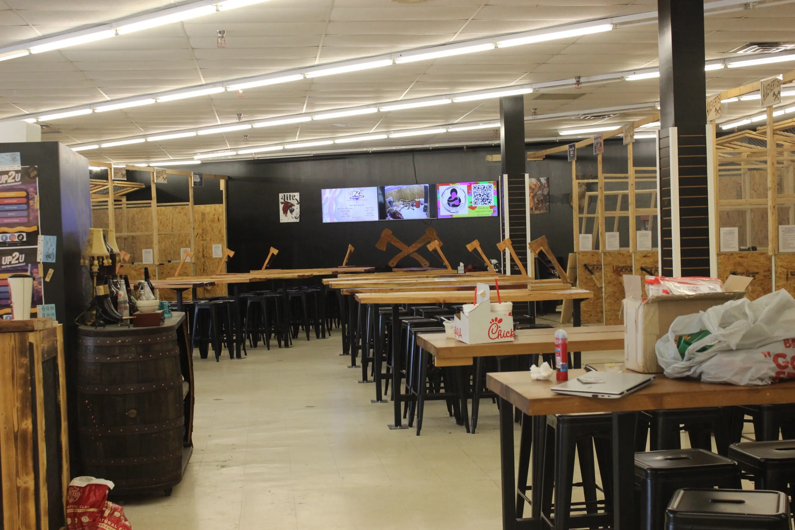 Axe throwing lanes at Up 2 U Entertainment in Albany, GA